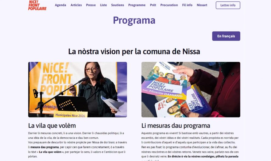 Municipales 2026. La liste Nice Front Populaire présente un site Internet bilingue français/nissart
